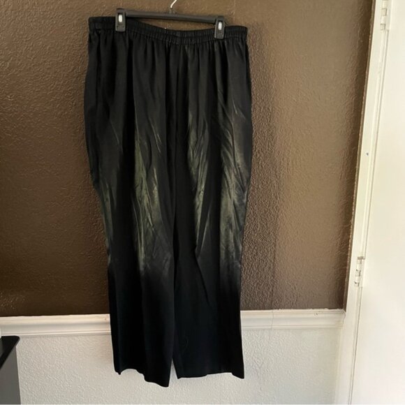 Black Long Length Chinese Style Button Down Embroidered Coat with Pants, 24W - Picture 7 of 12